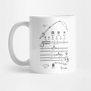 Fishing Rod Vintage Patent Hand Drawing Mug